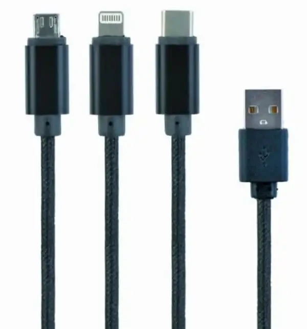 Kabl USB A - Type C/lightning/micro USB CC-USB2-AM31-1M Gembird 1m