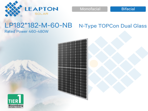 PV modul LEAPTON,480W,BF,N Tip,1200mm, silver frame