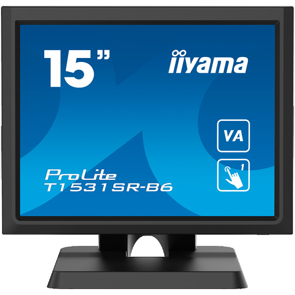 IIYAMA Monitor 15'' Resistive Touch, VA-panel, 1024x768, Speakers, VGA, DisplayPort, HDMI, 300cdm˛ (with touch), 2500:1, USB Interface, Built-In Power Adapter ( T1531SR-B6 ) 
