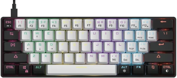 Tastatura Gamdias Aura GK2 Mehanička 60% RGB belo/crna