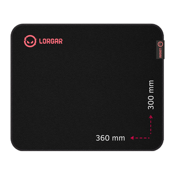 Lorgar Main 323, Gaming mouse pad, Precise control surface, Red anti-slip rubber base, size: 360mm x 300mm x 3mm, weight 0.21kg ( LRG-GMP323 )
