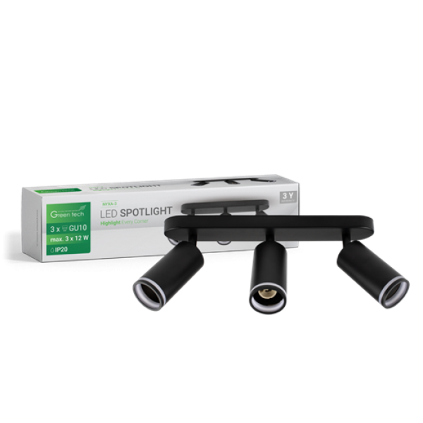 LED SPOT SVETILJKA GU10 3kom CRNA GREEN TECH