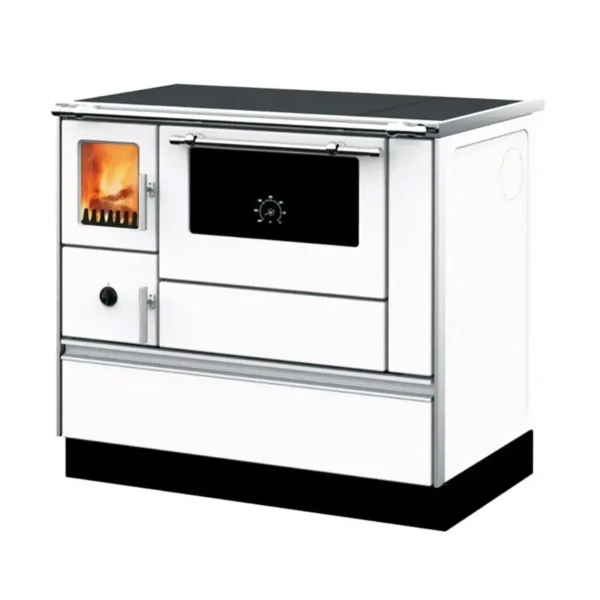 Šporet na čvrsto gorivo Alfa Plam 90H Dominant ECO, beli, desni