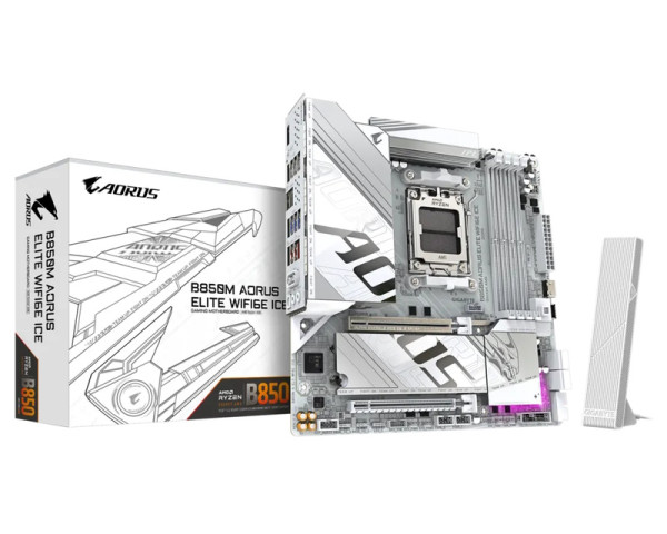 Matična ploča AM5 Gigabyte B850M Aorus Elite WIFI 6 Ice DDR5 DP/MI/M.2