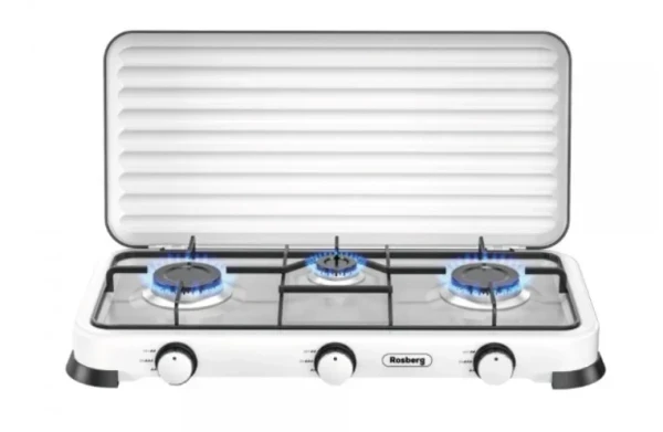 Plinski rešo sa tri gorionika i poklopcem Rosberg R51454D3/bela