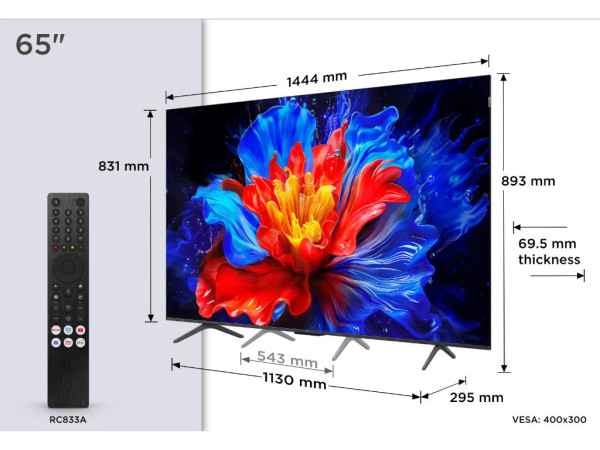 Televizor TCL 65P8K/QLED/65''/4K UHD/144Hz/Google TV/crna