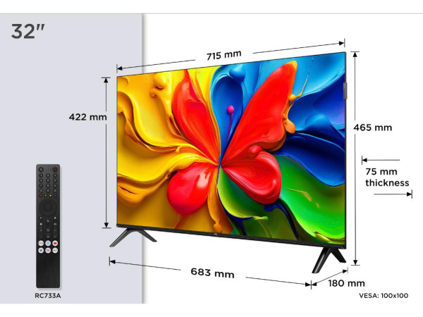 Televizor TCL 32S4K/QLED/32''/HD/60Hz/Google TV/crna