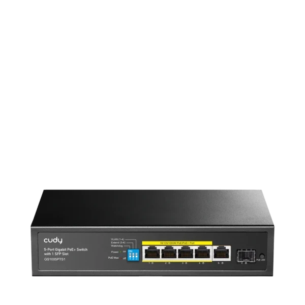 Svič 10/100/1000 5-port Cudy GS1005PTS1 4xPoE+ sa 1 SFP port/120W