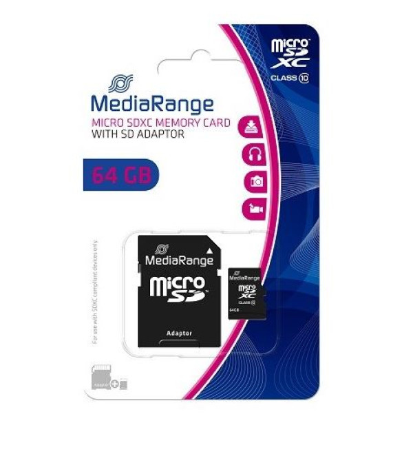 MEDIARANGE 64GB MICRO SDHC+ADPTER/C10