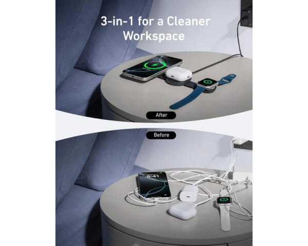 ANKER MagGo Bežični 3u1 sklopivi punjač, crni 