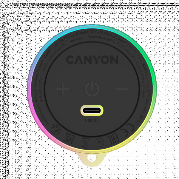CANYON Magnetic BT speaker OnMove 13 5W Black ( CNE-CBTSP13B ) 