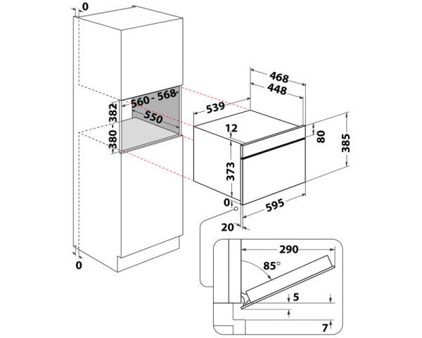 WHIRLPOOL WMD7O4TB ugradna mikrotalasna rerna 