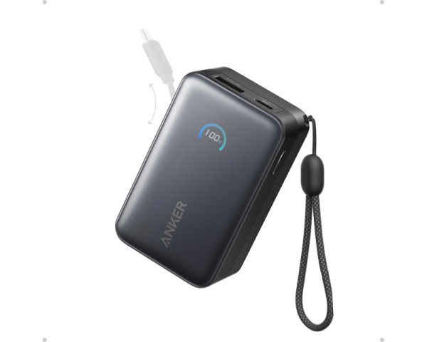 ANKER Nano 10000mAh, 45W, sa ugrađenim USB-C kablom na izvlačenje, Power Bank crni 
