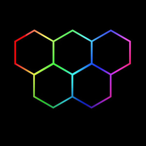 Hexagon LED tube 5 heads RGB 12V 410mm 23pcs