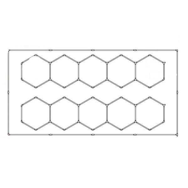 Hexagon Led tube 10 heads 6500K 632W lights tube:1200mm 12pcs+ 440mm 52pcs 100-110LM/W