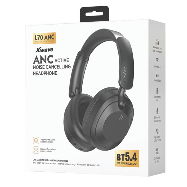 Xwave L70ANC black Bluetooth slušalice stereo sa mikrofonom/v5.4/Wireless/Aux/800mAh/80h