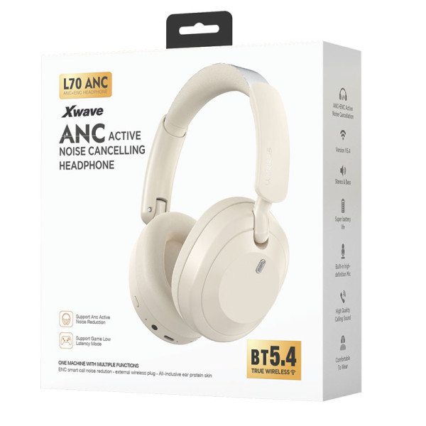 Xwave L70ANC white Bluetooth slušalice stereo sa mikrofonom/v5.4/Wireless/Aux/800mAh/80h