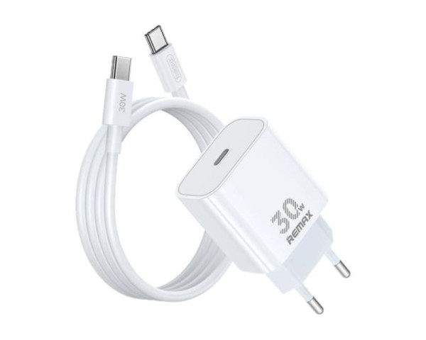 REMAX SET:Strujni punjac Figen 30W USB+TIP C+ kabl TIP C na TIP C RP-U71, REMAX 