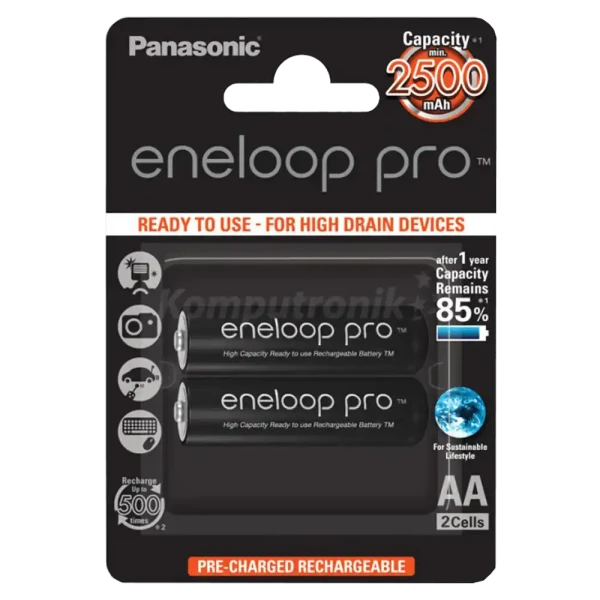 Punjiva baterija AA Panasonic eneloop pro BK-3HCDE/2BE/pak 2 kom