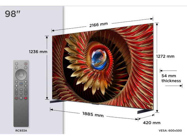 Televizor TCL 98C8K/MiniLED-QLED/98''/4K UHD/144Hz/Google TV/crna