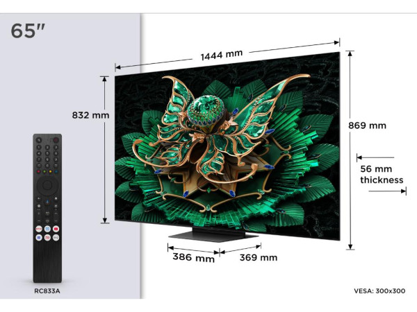 Televizor TCL 65C7K/QLED MiniLED/65''/4K UHD/144Hz/Google TV/crna