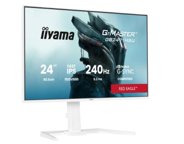 24'' WHITE Fast IPS Gaming, G-Master Red Eagle, G-SYNC Compatible, 1920x1080 at 240Hz, 350cdm2, 2x HDMI, DisplayPort, 0.4ms MPRT, Speakers, 