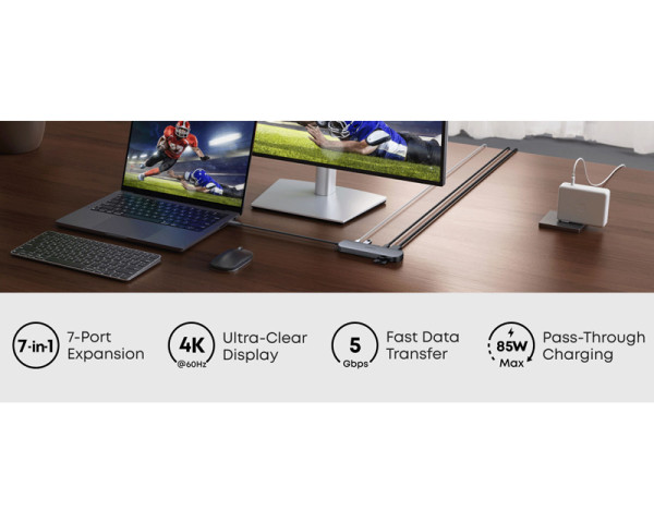 ANKER Nano USB-C Hub 7u1, sivi 