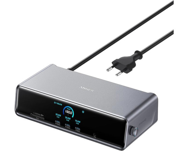 ANKER Prime Docking Stanica 140W, 14u1, Display Link, siva 