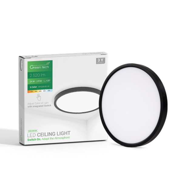 LED PLAFONJERA 24W 3000K-3500K-4000K-5000K-6500K FI40cm 5CCT CRNA GREEN TECH