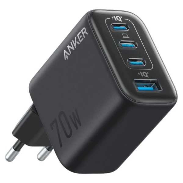 ANKER Zolo 70W 4-porta(3x USB-C i 1x USB-A) zidni punjač crni 