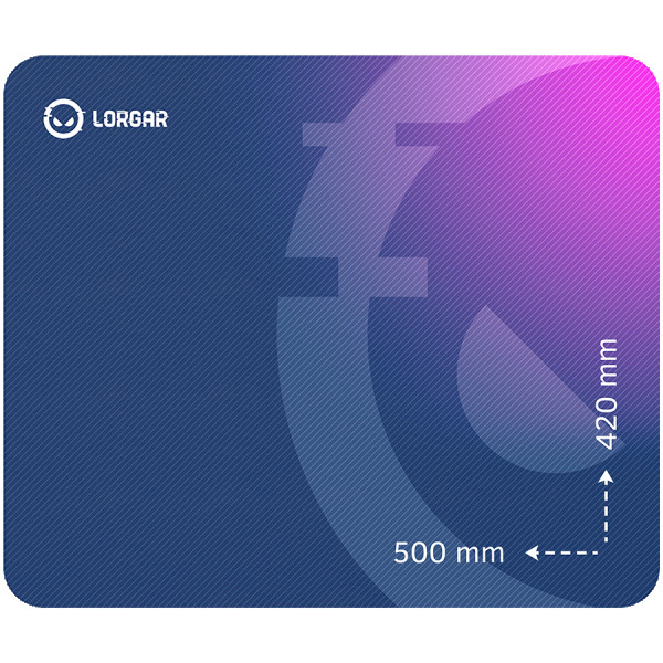 Lorgar Main 135, Gaming mouse pad, High-speed surface, Purple anti-slip rubber base, size: 500mm x 420mm x 3mm, weight 0.41kg ( LRG-GMP135 )