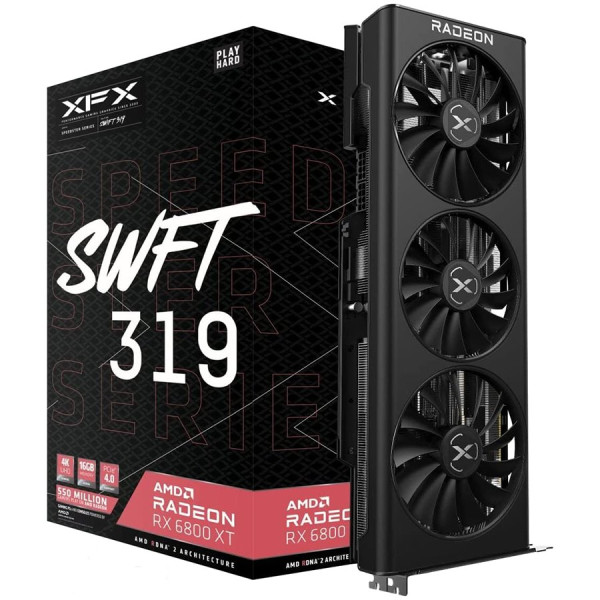 XFX AMD Video Card RX-6800XT SWFT 319 CORE, 16GB GDDR6 256bit, 2550MHz 16Gbps, 3xDP, HDMI, 3 Fan, 3 slot ( RX-68XTAQFD9 )