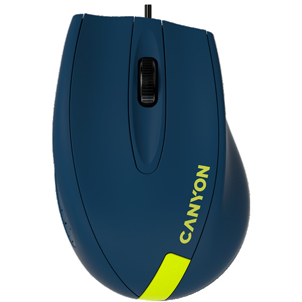 CANYON Wired Optical Mouse with 3 keys, DPI 1000 With 1.5M USB cable,Blue-Yellow,size 68*110*38mm,weight:0.072kg ( CNE-CMS11BY ) 