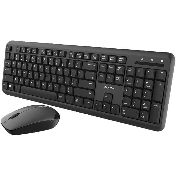 CANYON SET-W20, Wireless combo set,Wireless keyboard with Silent switches,104 keys, UK&US 2 in 1 layout,optical 3D Wireless mice 100DPI black ( CNS-HSETW02-UKUS ) 
