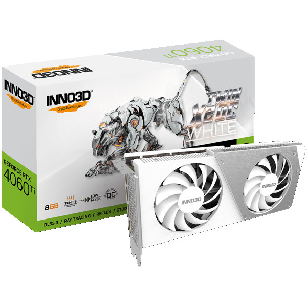 INNO3D GEFORCE RTX 4060 Ti TWIN X2 OC WHITE (2565MHz 18Gbps)  8GB GDDR6  128-bit    DP+DP+DP+HDMI  VA53W  AD1066711 ( N406T2-08D6X-171153W )