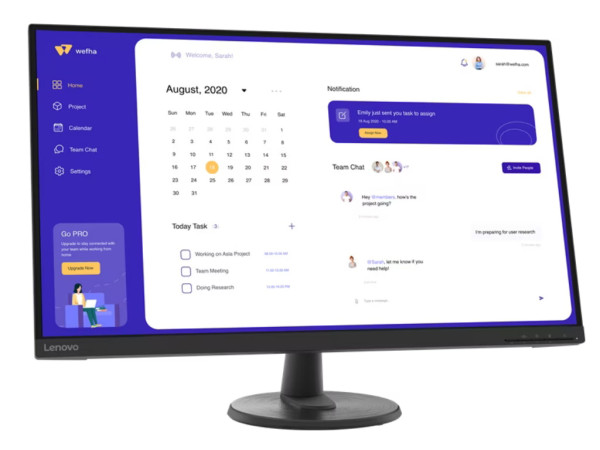 Monitor LENOVO D32u-40 31.5''/VA/3840x2160/60Hz/4ms/2xHDMI,DP/FreeSync/VESA/crna
