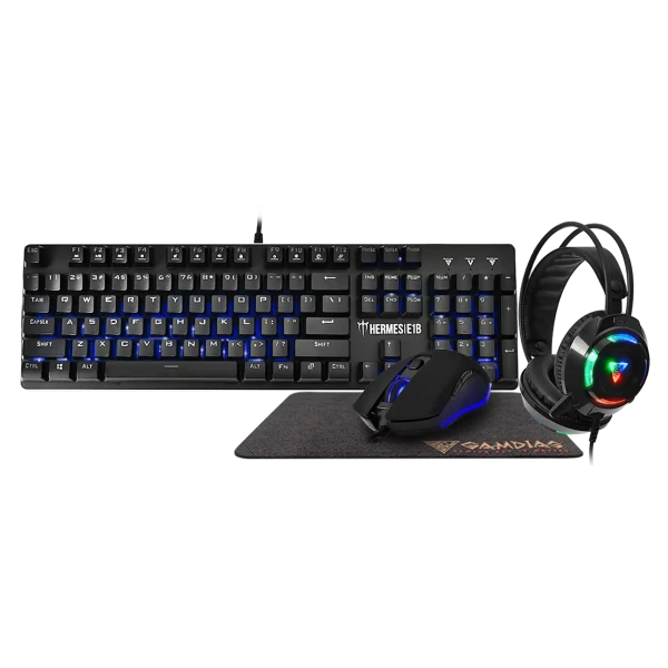 Tastatura mehanička + miš + podloga + slušalice Gamdias Hermes E1B