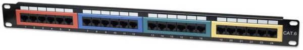Intellinet Cat6 Color-Coded Patch Panel, 24-Port, 19, UTP, 1U 513692