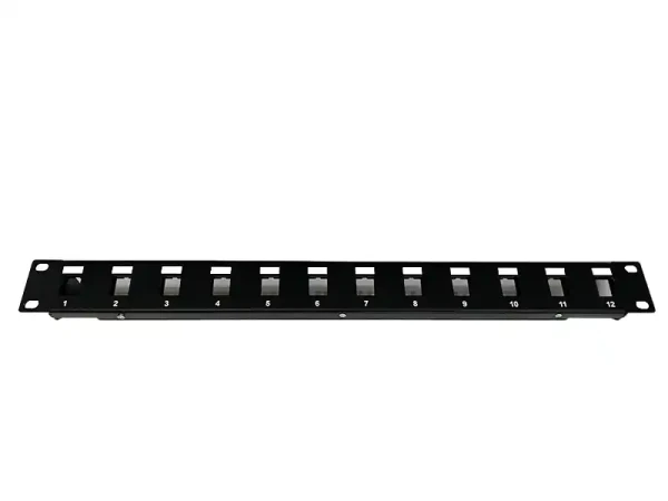 Patch panel 19/1U sa 12 slotova ,bez modula RAL9005 Mirsan MR.19P12P1U.01