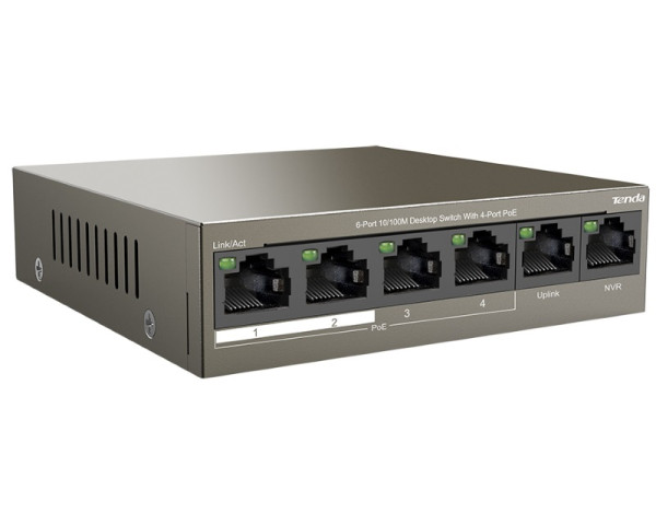 TENDA TEF1106P-4-63W 6-Port 10/100M Desktop Switch with 4-Port PoE 