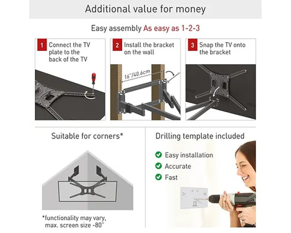 BARKAN BM464L LCD TV zglobni zidni nosač od 13 do 90 inča za ravne i zakrivljene televizore 