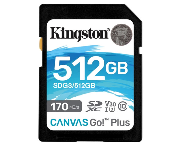 KINGSTON U3 V30 SDXC 512GB Canvas Go Plus 170R C10 UHS-I SDG3512GB 