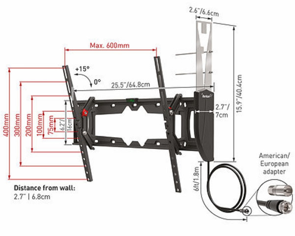 BARKAN VTM410 LCD TV zidni nosač do 80 inča sa ugrađenom sobnom antenom 