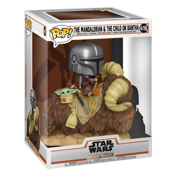 Star Wars Mandalorian POP! Deluxe - Mando on Bantha w/Child in Bag