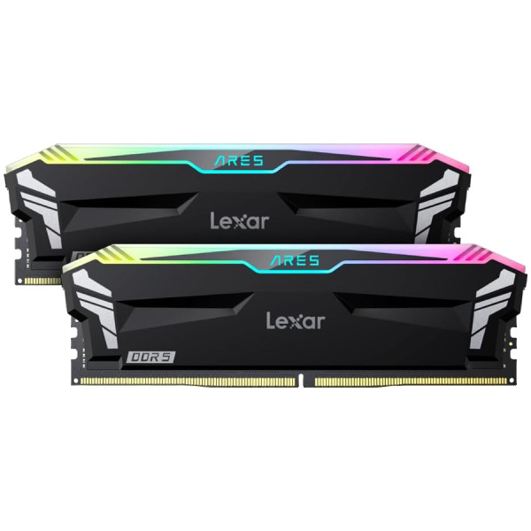 Lexar Ares DDR5 (2X16GB) 6400 CL32 1.4V Memory with heatsink and RGB lighting,Dual pack, Black Color ( LD5EU016G-R6400GDLA )