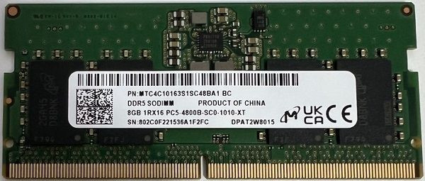 RAM SODIMM DDR5 8GB 4800MHz Micron MTC4C10163S1SC48BA Bulk