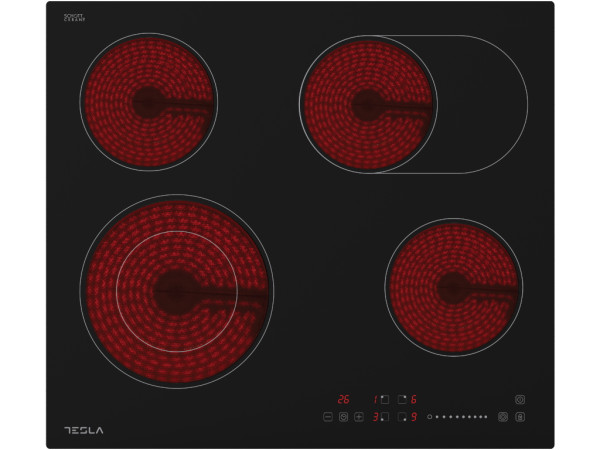 Ugradna ploča TESLA HV6410MX staklokeramička/4 zone/2 proširene/60 cm/crno staklo