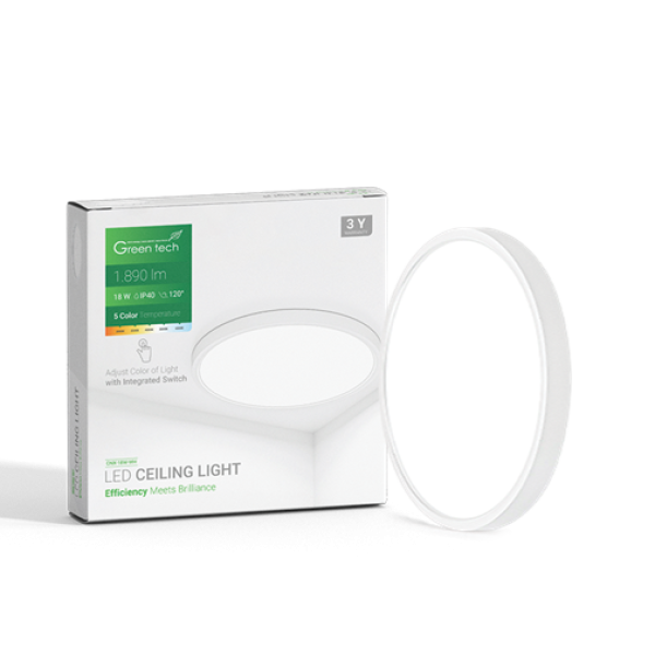 LED PLAFONJERA 18W GREENTECH FI22 CNX-18W-WH 5CCT 3000-3500-4000-5000-6500K IP40