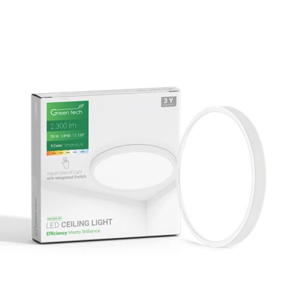LED PLAFONJERA 20W GREENTECH CNX-20W-WH FI30 5CCT 3000-3500-4000-5000-6500K IP40
