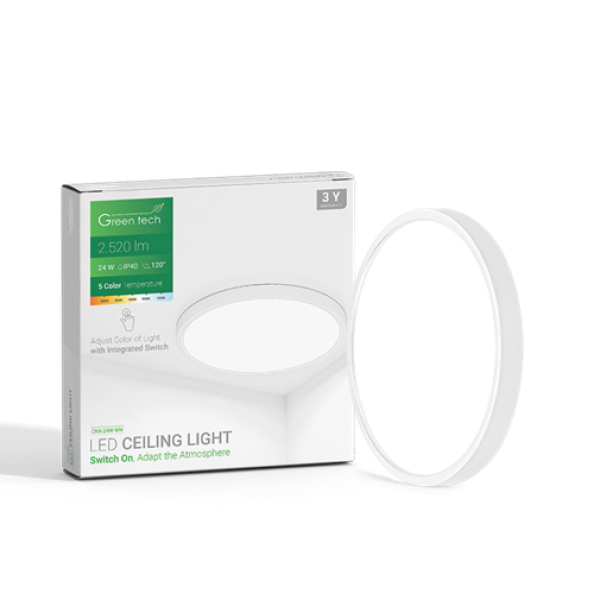 LED PLAFONJERA 24W GREENTECH FI40 CNX-24W-WH 5CCT 3000-3500-4000-5000-6500K IP40